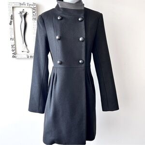 Badgley Mischka Black Wool And Leather Women’s Fall Winter Coat Size 6
